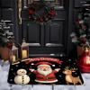 Santa Claus Doormat Festive Polyester Rug, Machine Washable Rubber Backing Door Carpet for Multi-Season Holiday Home Decor
