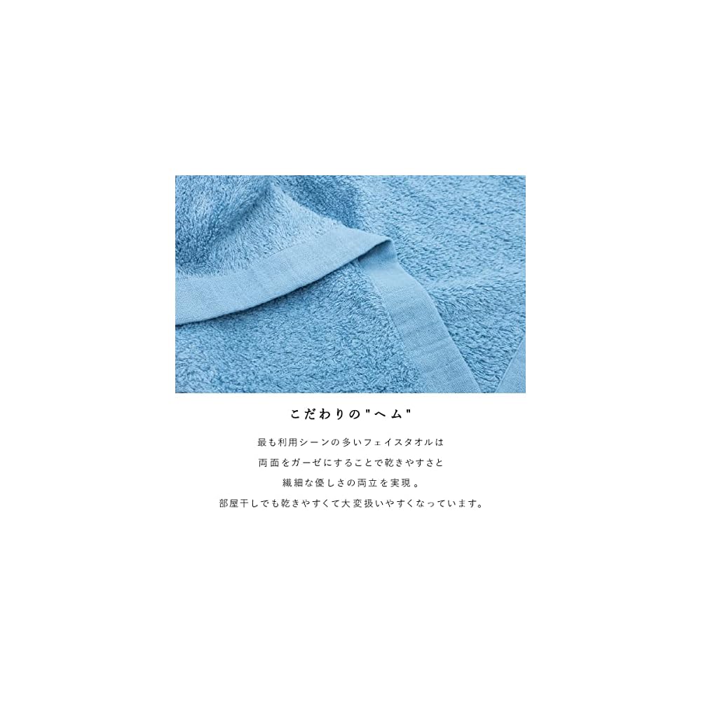 Imabari Watawa Face Towels, Set of 3, Gray, Blue, Navy, Thin Cotton, 35 x 85 cm