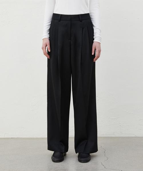 RIDIFI Basic Wide Two Tuck Slacks_Black