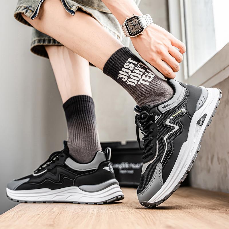 Новые модные мужские кроссовки Four Seasons с толстой подошвой для студентов и мальчиков, трендовые кроссовки с мягкой подошвой, дышащие, повседневные кроссовки для бега