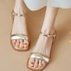 Модные сандалии женские новые брендовые золотистые туфли на плоской подошве летние туфли модные ремешки на щиколотке качественные резиновые износостойкие sandalias de mujer