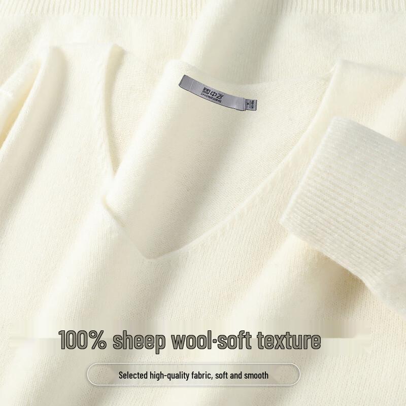 SNOWFLYING Женский базовый трикотажный свитер с V-образным вырезом из 100% мериносовой шерсти