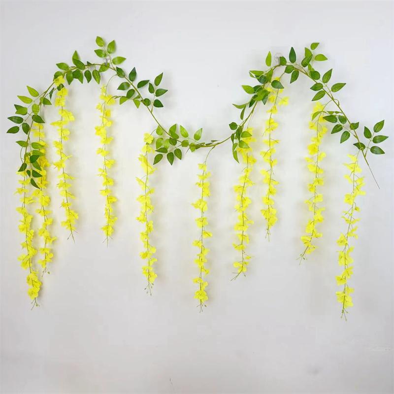 Полоски с имитацией цветка глицинии, искусственные полоски из ротанга, украшения для свадебной вечеринки, настенные подвесные потолочные сцены, макет в помещении и на открытом воздухе