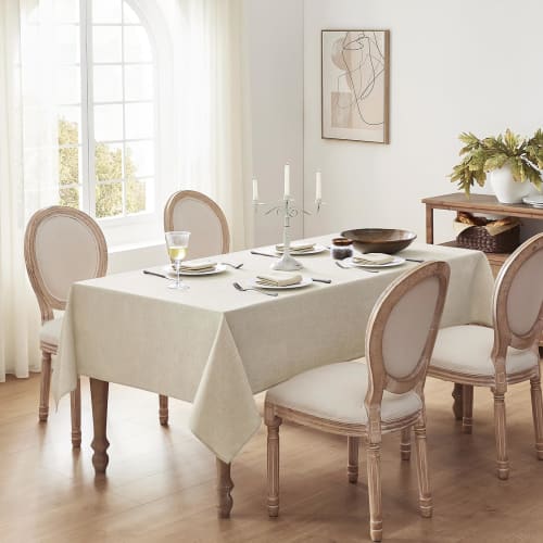 Softalker Water-Repellent Tablecloth, 140x180cm, Rectangular, Linen-Based, Stain-Resistant, Easy to Clean, Solid Color, Durable, Waterproof, Oil-Resis