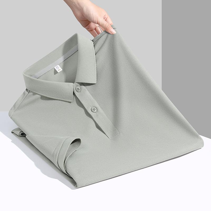 2025 New Summer Men's Lapel Short-sleeved T-shirt Polo Shirt Solid Color Top