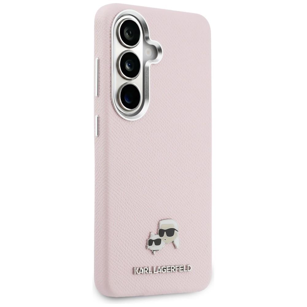 Karl Lagerfeld Saffiano KC Metal Logo MagSafe Case for Samsung Galaxy S26+ Pink