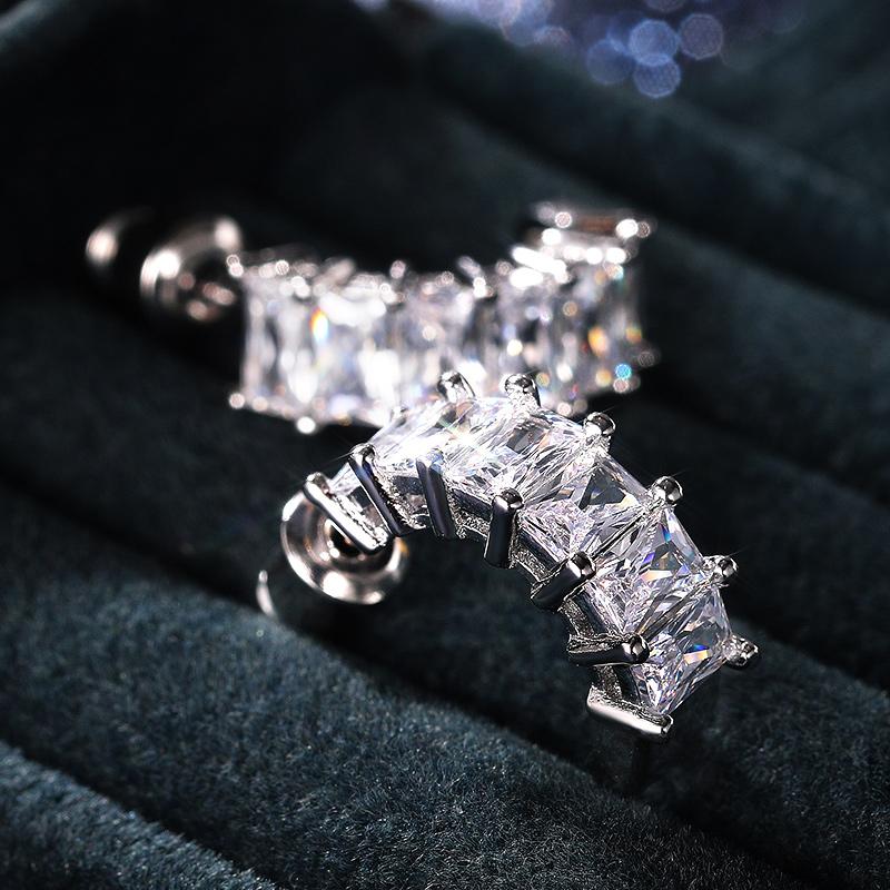 Huitan Модные серьги-пусеты для женщин Блестящий прямоугольный кубический цирконий Корейская модная бижутерия Высокое качество Прямая поставка