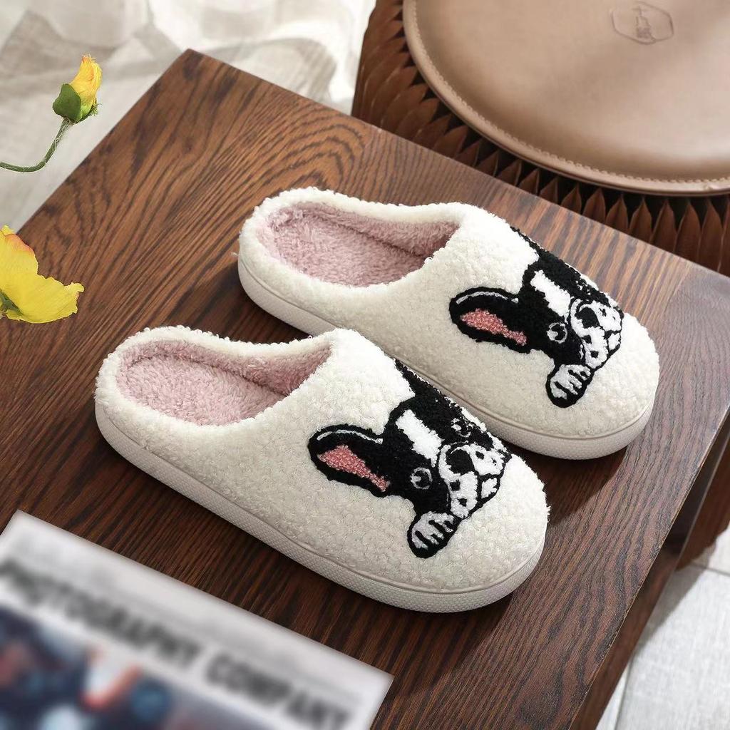 2025 Lovely Cat Embroidery Stuffed Slippers Home Men Women Furry Shoes 2024 Autumn Winter Fur Slides Fuzzy Fun Animal Pet Slippers