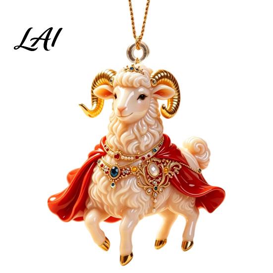 Indoor Holiday Decorations 2D Flat Christmas Sheep Hanging Ornament with Lanyard Acrylic Gift for Family And Friends Tree Pendant Home Party Festive