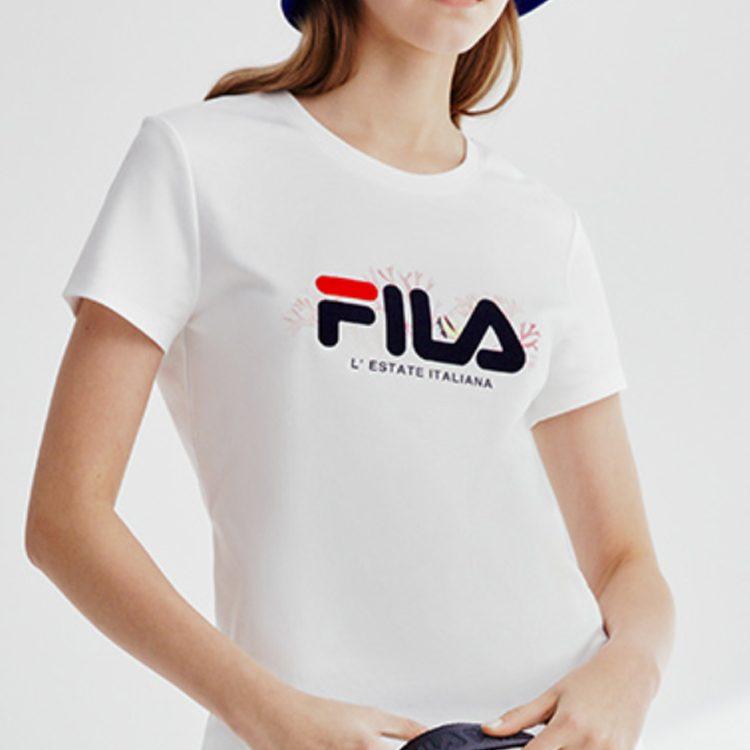 Fila Футболки Женские Белые С Круглым Вырезом Умеренно Прямого Кроя F11W928129FWT