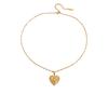 Titanium Steel Rhinestone Ribbed Love Pendant Sweet Charm Heart Clavicle Chain  Jewelry Accessories