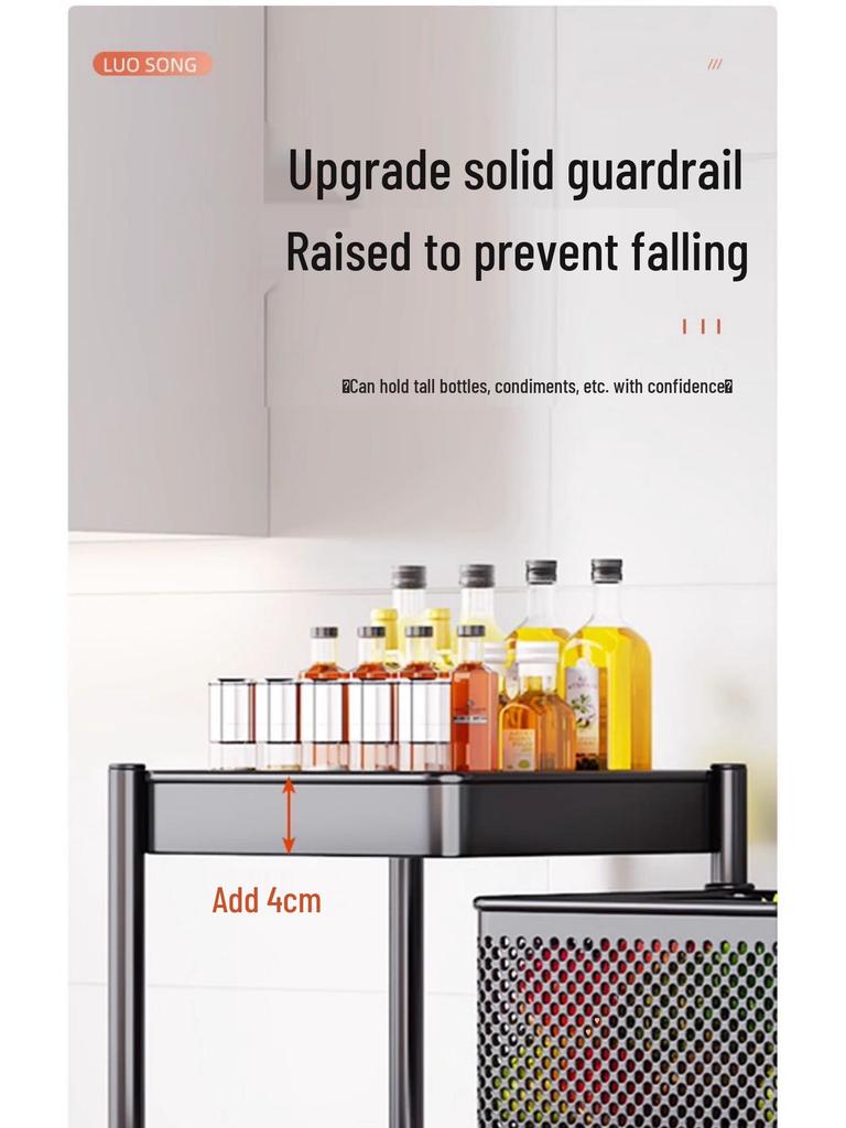 Вращающаяся многофункциональная кухонная тележка на колесах - Напольная многоярусная стойка для хранения закусок, фруктов и овощей