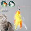 Feather Cat Toy with Bell DIY Replace Cat Teaser Stick Replacement Pendant Pet Toy Accessories