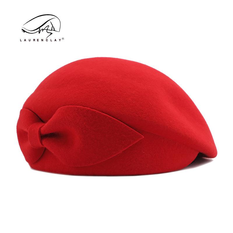 European and American style hat women's autumn and winter new wool beret temperament British retro bud hat stewardess hat tide