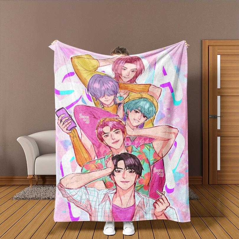 K-P Men'S Picture Girl Group Witch Hunter Group Peripheral Printing Blanket Flannel Comfortable Soft Blanket, Welfare Blanket, Gift Blanket