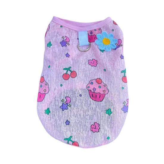 Летняя дышащая одежда для питомцев Yousheng с принтом цветов, вишни, мороженого, без рукавов, жилет, юбка для маленьких и средних собак и кошек, питомца-принцессы