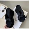 Fashion Platform Wedge Open Toe Slippers Summer New Round Head Black Cross-strap Beach Sandals Flip-flops Chunky Slides Backless Shoes