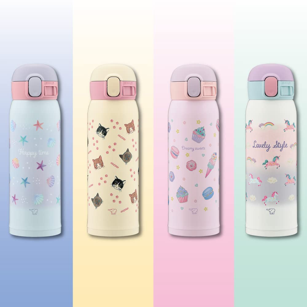 ZOJIRUSHI Water Bottle Girls Mug School Stainless Steel Mug Seamless One Touch 480ml Mermaid Blue Lid and Gasket Easy To Clean Children's Integrated,