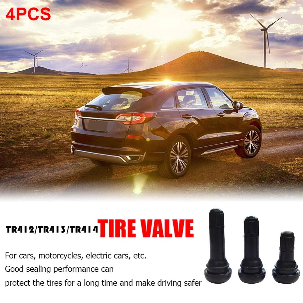 4pcs Black Car Vacuum Tire Valve TR412/TR413/TR414 Wheel Valves Tubeless Tyre Valve
