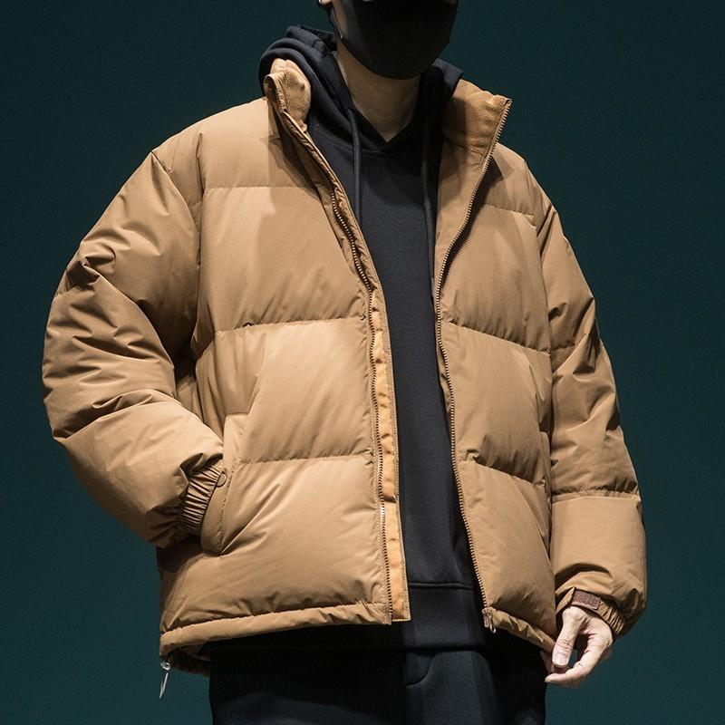 Mens Short Loose Fit Down Jacket Winter Warm Thick Hooded Parka Plus Size Casual Outdoor Wear