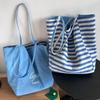 Повседневная парусиновая сумка в полоску большой вместимости женская 2025 новая сумка-мессенджер для поездок на работу корейская версия сумка-тоут для студентки