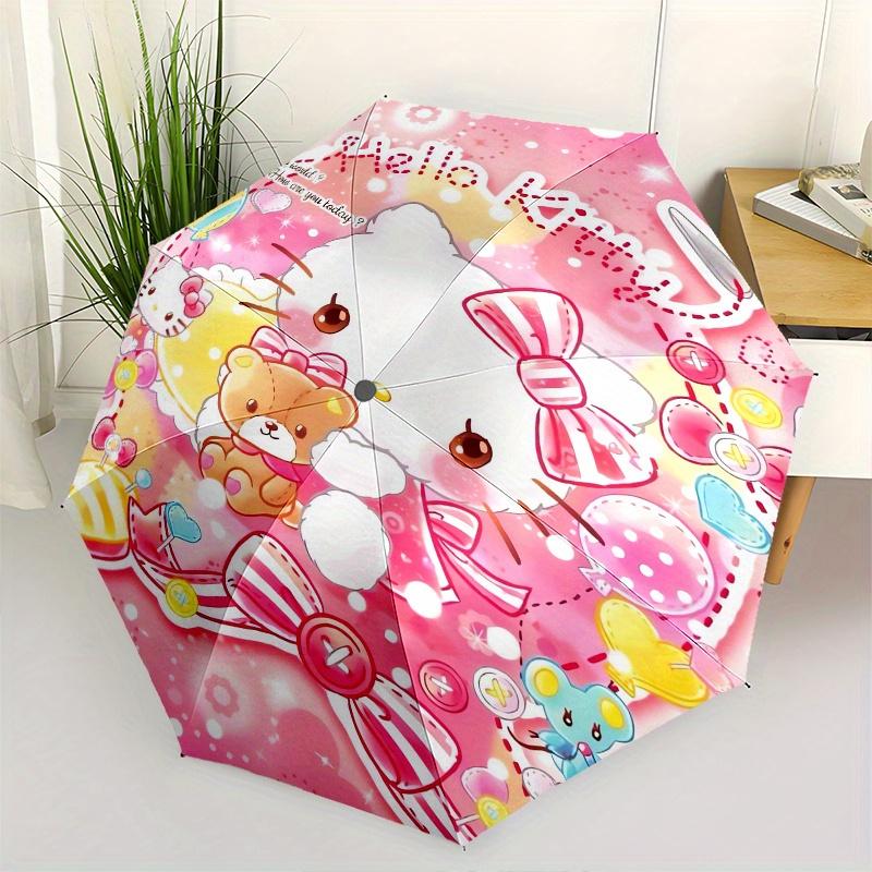 Hello Kitty,Teddy Bear Automatic Umbrella-Foldable, Durable 8-Bone Design, Compact and Stylish, Great for Camping, Halloween, Christmas, Mot