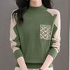 Navava Women Daily Heart Color Point Half Turtleneck Long Sleeve Knit Tee Nk3437