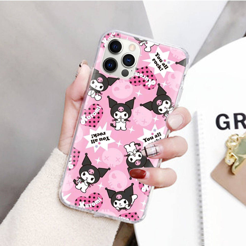 JZ16 Kuromi прозрачный чехол для Samsung A04 A14 A23 M33 M53 Realme 10 9 C35 C55 VIVO Y02 X80 Infinix Hot 30 Note 11 Tecno Spark 8P Pro