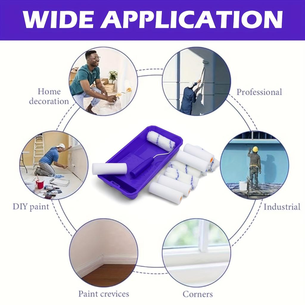 Paint Roller Tool Set | 4-inch Mini Roller Set, Roller Tray Tool, Paint Roller with Handle, Home Decoration Tool