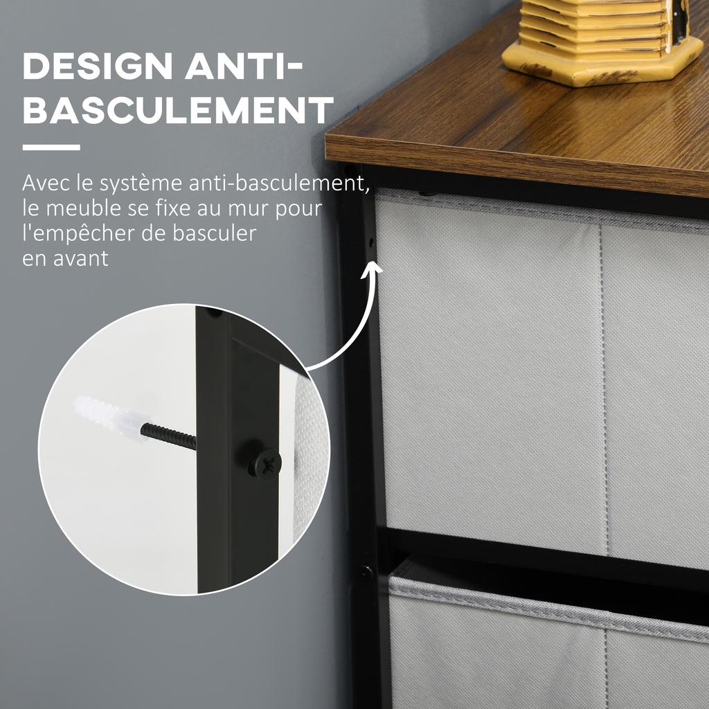 Chest of 8 Drawers Storage Unit Folding Fabric Drawers - Black Steel Frame - 100 x 30 x 78 cm