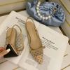 Женские туфли Baotou Bow Shoes в горошек на толстом каблуке с изящным острым носком и неглубоким вырезом