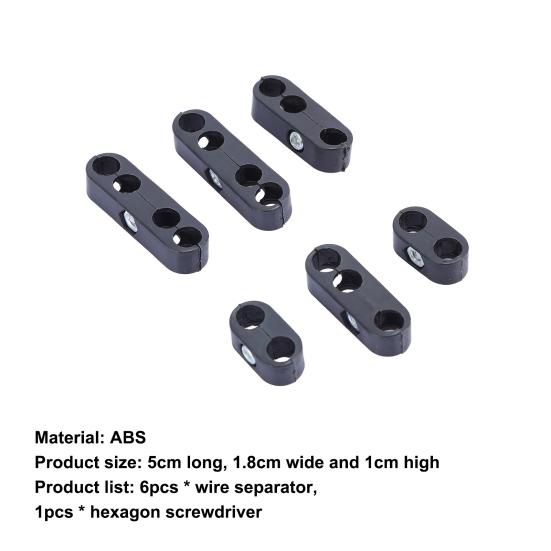 6Pcs/Set Wire Separator Professional Robust Black Spark Plug Cable Divider 7mm