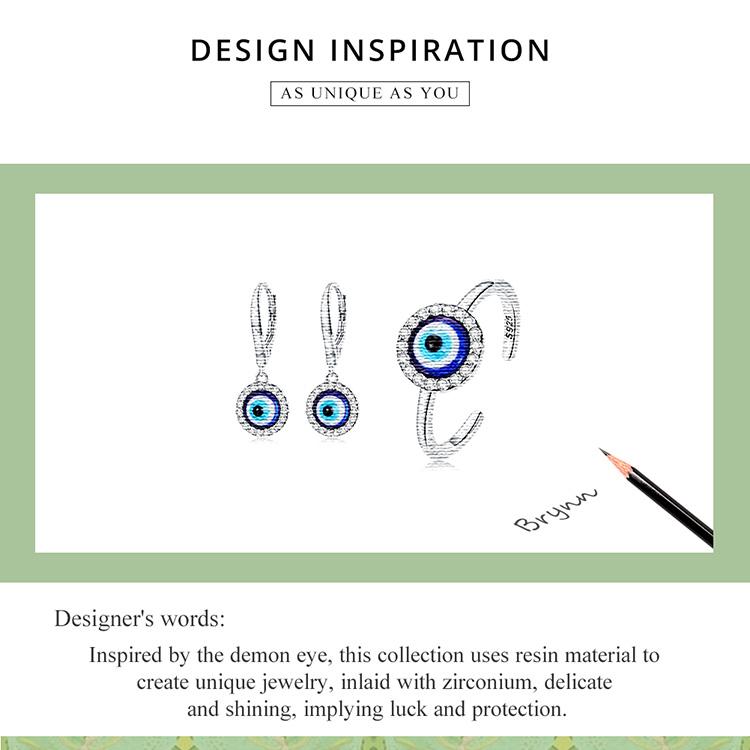 BAMOER, стерлинговое серебро 925 пробы, смола, пряжки для ушей «Демонический глаз» для женщин, серьги-подвески «Глаз демона», оригинальный дизайн, изящные ювелирные изделия, подарок