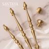Santaya Brushed Brass Kitchen Cabinet Handles Solid Copper Wardrobe Pulls Gold Furniture Handle Dresser Drawer Knobs