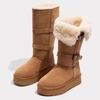 Thick-soled Velvet Thickened Snow Boots Women's Winter New Fashionable Versatile Belt Buckle Warm Medium Tube Martin Boots