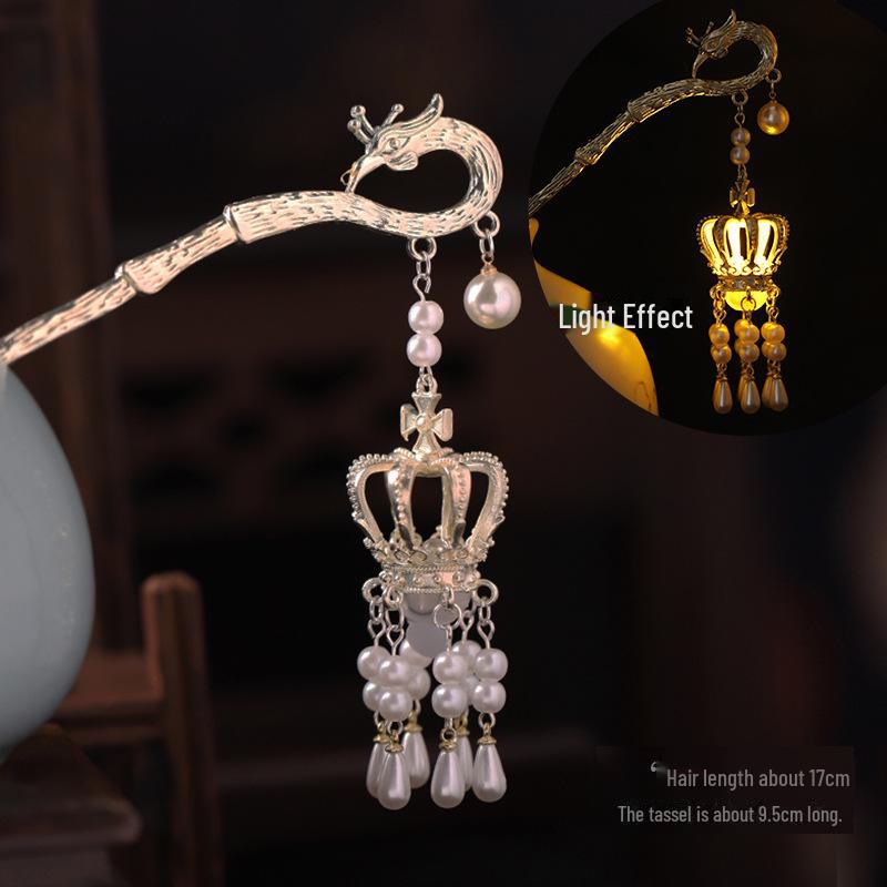 Заколка-фонарик со светящейся кисточкой для фестиваля середины осени — аксессуар для пучка в стиле дворца Западного озера