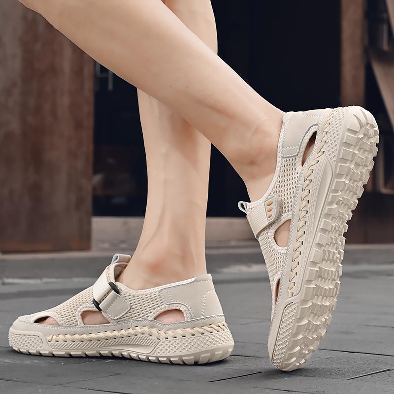 Летние мужские сандалии ручной работы из дышащей сетки, повседневная обувь
