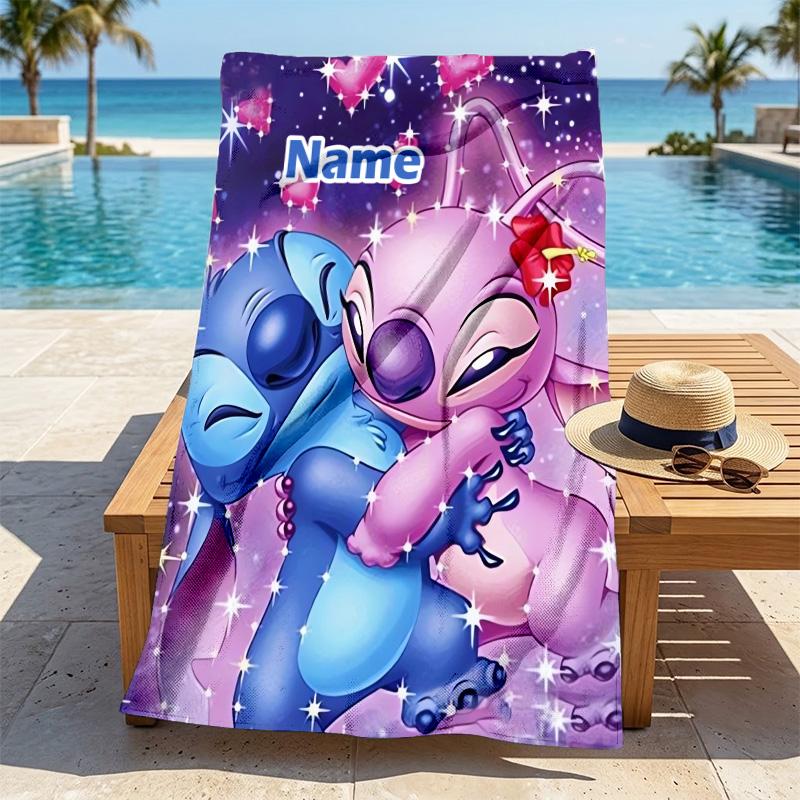 Custom Name Love Hearts Stylish Digital Printing Beach Towel Quick‑Drying Absorbent Blanket for Beach Pool Gym Travel