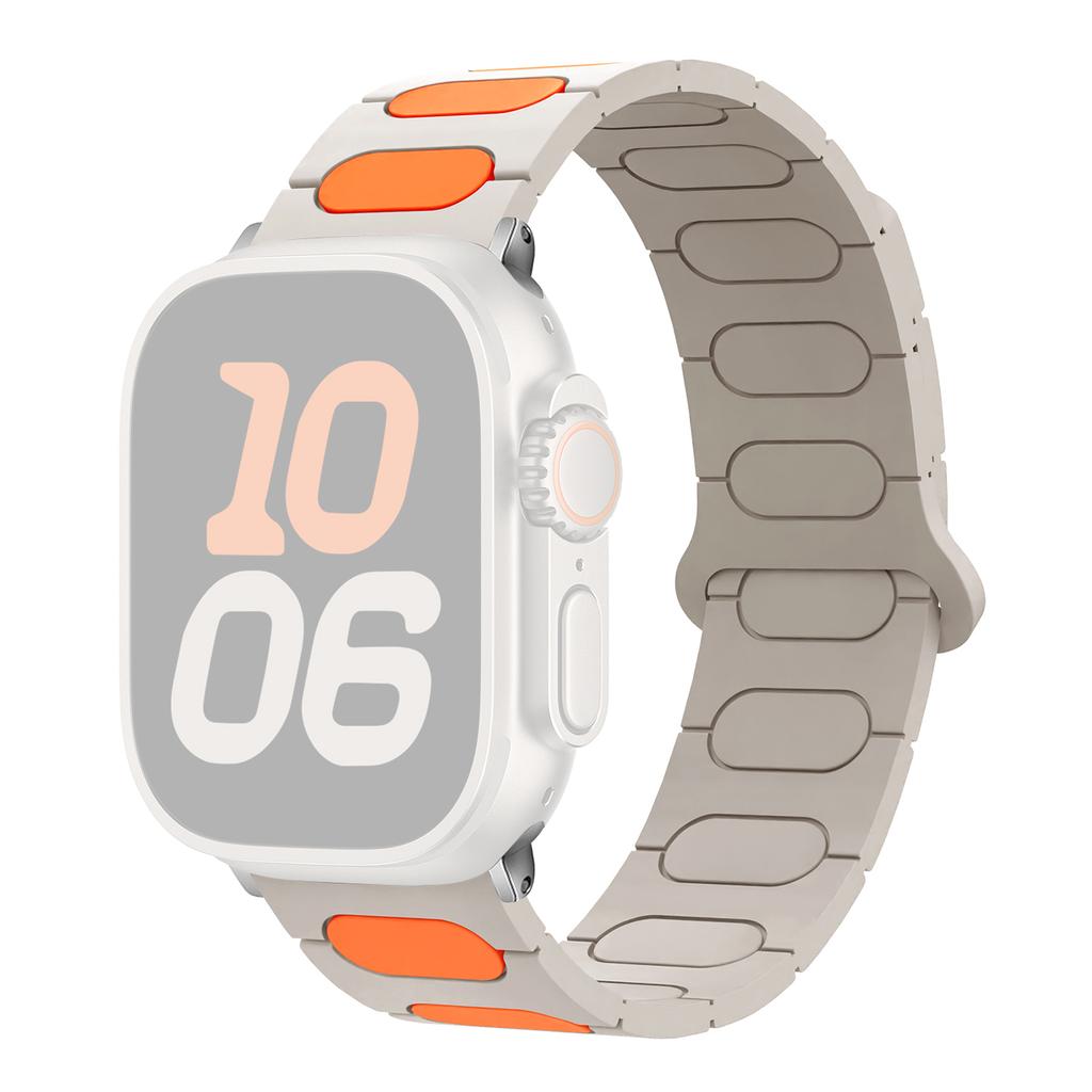Oval Design Magnetic Strap for Apple Watch Series 11 10 42mm / 9 8 7 41mm / SE3 SE2 SE 6 5 4 40mm / 3 2 1 38mm Silicone Watch Band Dual Color
