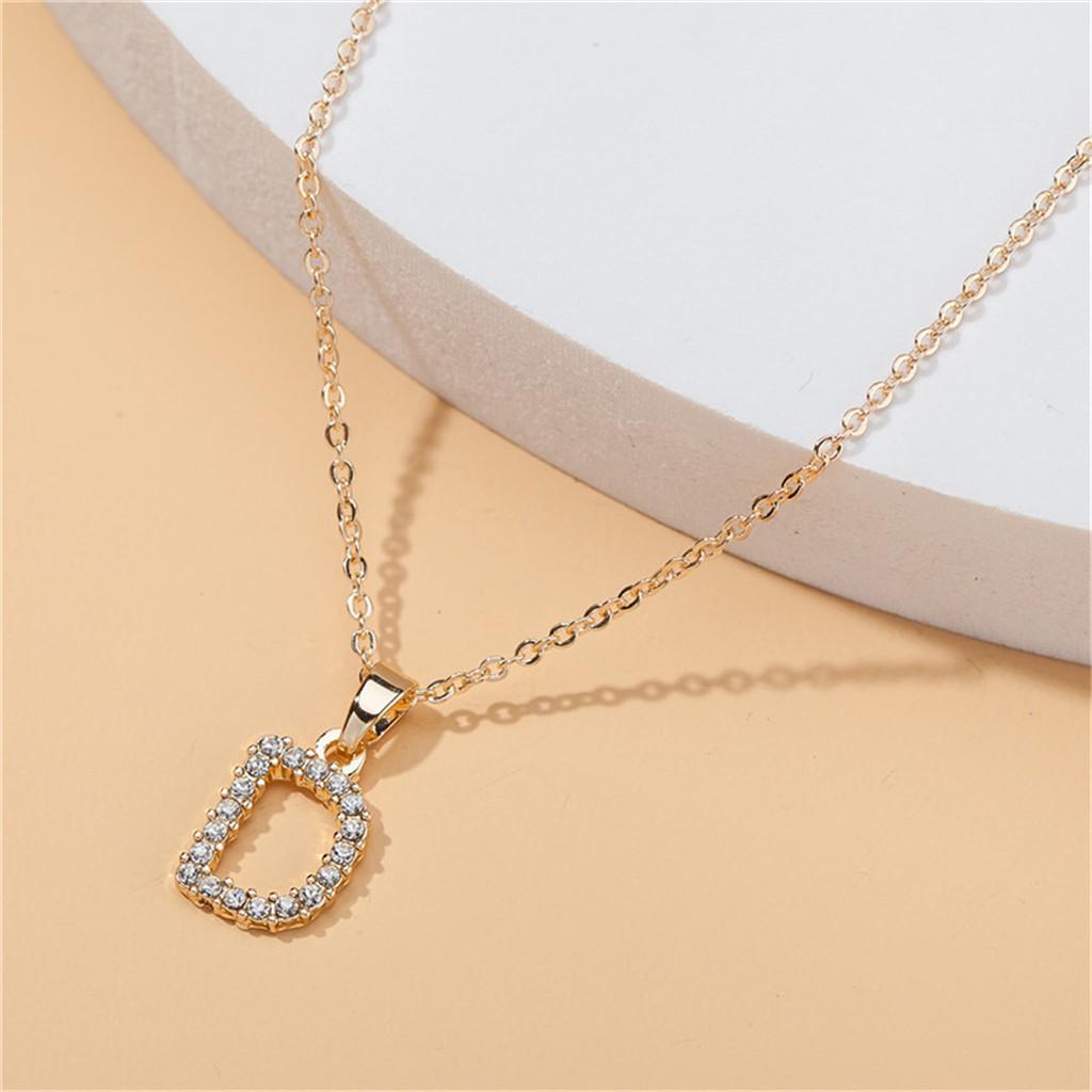 26 Letter Necklace Gold Necklace Female DIY Pendant With Diamond Clavicle Chain