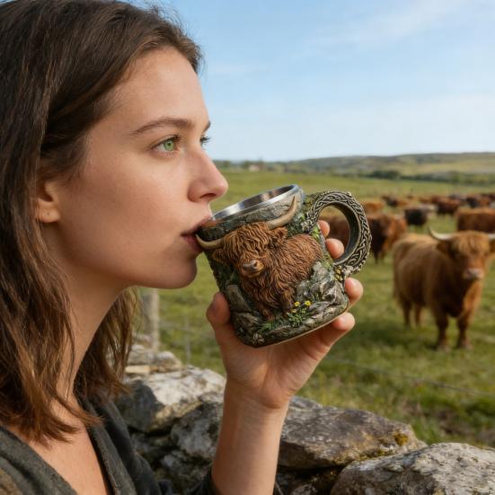 3D-резная животная кружка из смолы, ручной работы, с внутренней частью из нержавеющей стали, кофейная чашка с двойными стенками, подарок для любителей животных