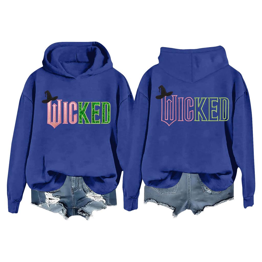 Женская модная повседневная кофта с длинными рукавами и принтом ведьмы с капюшоном