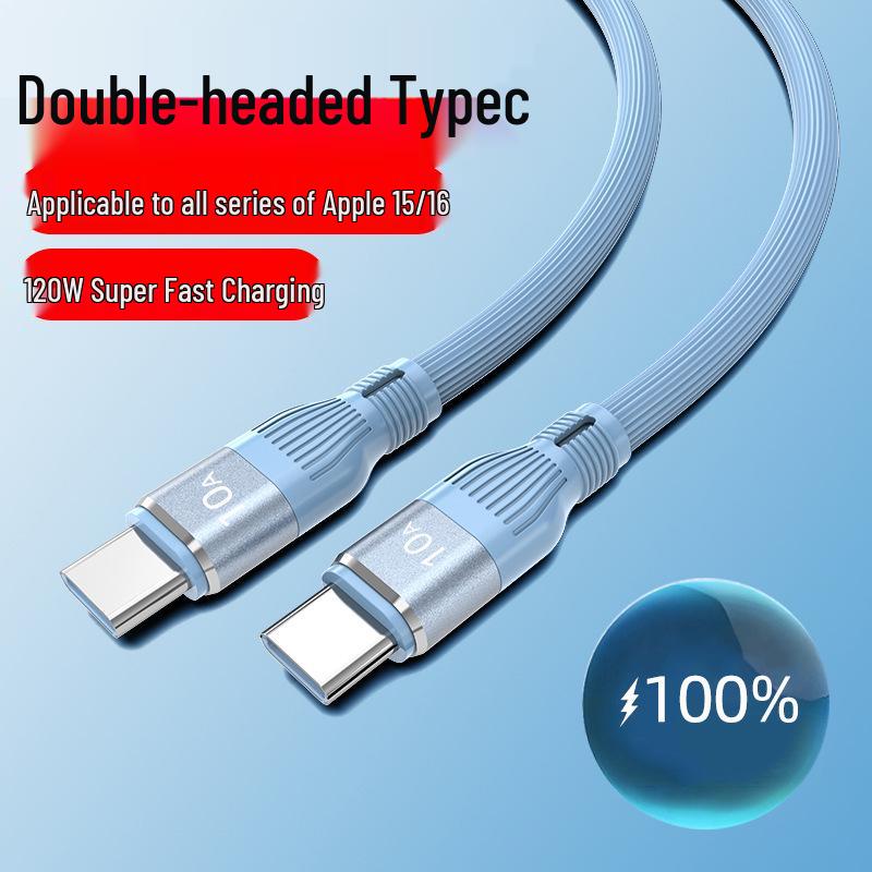 Быстрозарядный кабель 120 Вт двойного типа Type-C для Apple 15/16 и ноутбуков Huawei, 6A Flash Charging, совместимый с PD