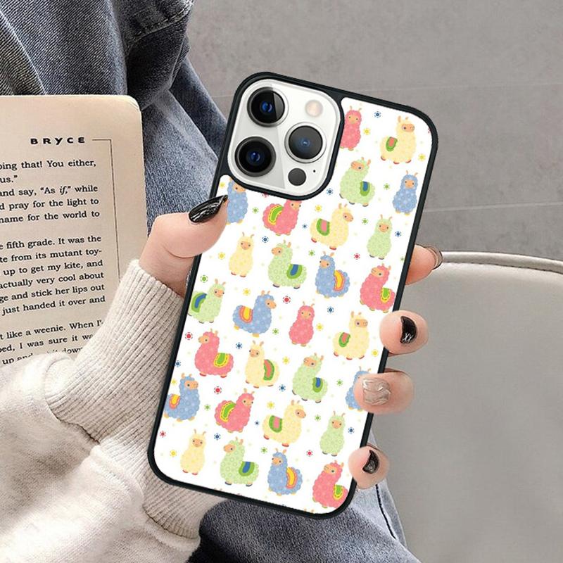 Милый Кавайный Чехол для Телефона с Ламой и Альпакой для iPhone 17 Air 16 16e 15 Plus для Apple 13 11 12 14 Pro Max Cover coque Shell