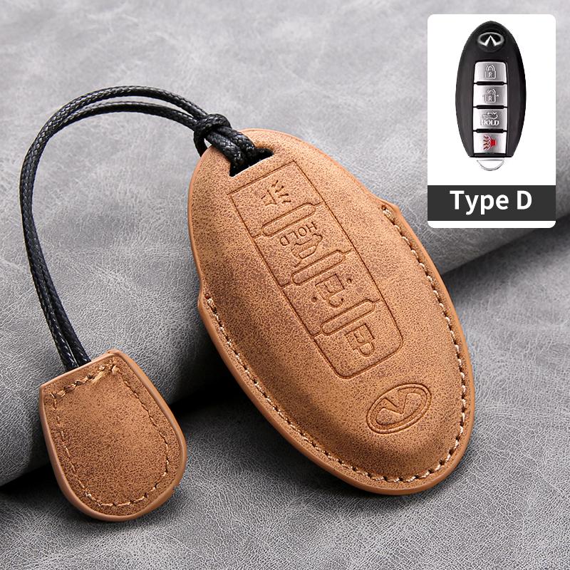 Leather Car Key Cover Case for Infiniti Q50L QX50 QX60 QX55 Q70 Q70L Q30 QX30 QX70 ESQ XQ80 XQ60 Q60S Car Key Rope Keyring