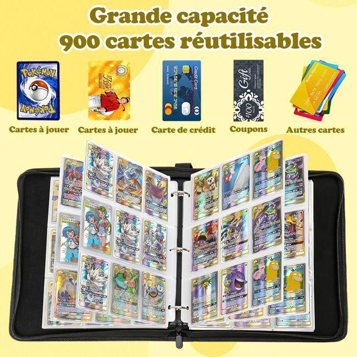 Classeur cartes - WENZYLIQUOX - Classeur Pokémon 900 cartes - 50 pages - Cuir synthétique imperméable - Dragonne