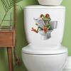 Cartoon Cute Frog Reading Newspaper Toilet Bathroom Bathroom Decorative Stickers