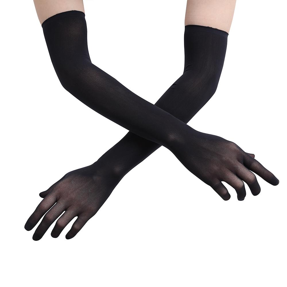 Opera Prom Full Finger Transparent Gloves Long Sheer Seamless Mitten Finger Pantyhose Gloves