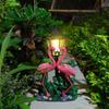 Solar Resin Flamingo Outdoor Sculpture Lantern Christmas Garden Path Light Home Decor Ornament Courtyard Lighting