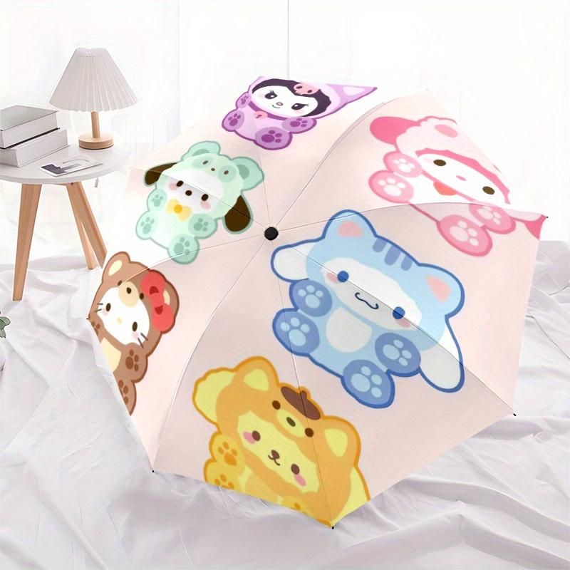Cartoon Sanrio Cartoon Umbrella, Portable 3-Fold Compact Umbrella, Suitable for Camping, Hiking and Travel, Ideal Easter Birthday Gift for Family and